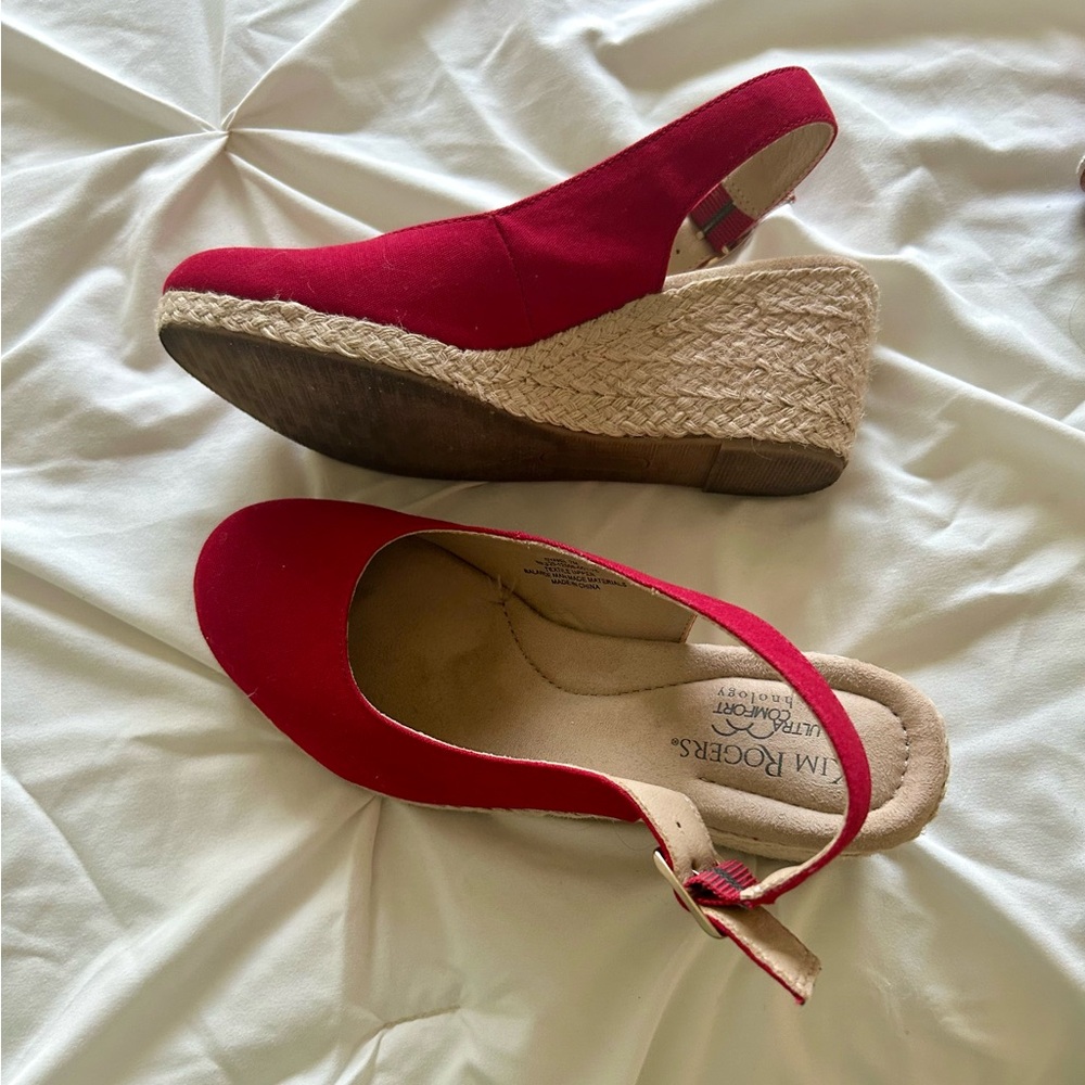 Kim Rogers Red Wedge Espadrilles